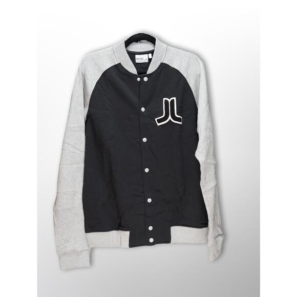 WESC Men's Gray/Black Letterman Inspired Sweater Jacket - L - Picture 1 of 2